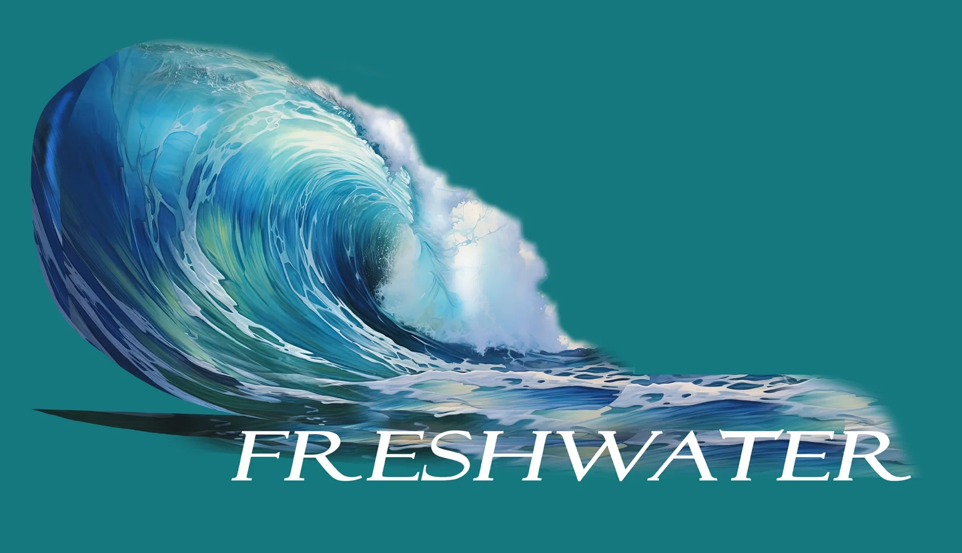 Stylized blue wave with FRESHWATER text